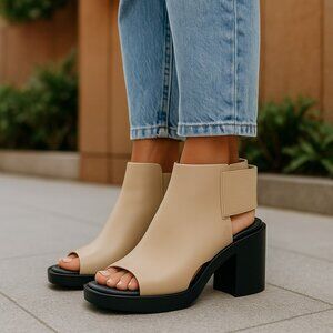 Melissa Shoes | Melissa Open Toe Rubberized Chunky Blog Heel Stretch Back Strap